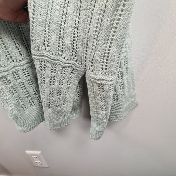 No Boundaries Pointelle Open Cardigan Jade Green Large 11/13 Juniors Knit Pocket - Picture 9 of 9